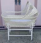 VINTAGE ARTIST REED WILLOW WHITE WICKER BASSINETTE & STAND EXCELLENT 