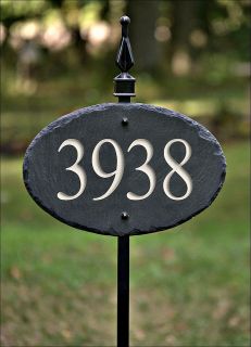 CARVED STONE ADDRESS MARKER/LAWN STAKE/House/Si​gn/Plaque/Numb​er 
