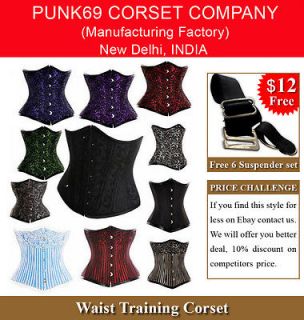 Waist Training Spiral Steel Boned Underbust corset ( POLYESTER BROCADE 
