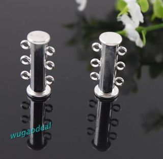 30 Pcs Old Silver Plated Fashion Magnetic 3 Row Slide Lock Clasp