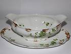 ANTIQUE THEO HAVILAND LIMOGES CHINA GRAVY BOAT W PLATE