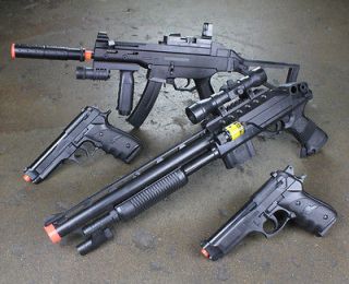   Airsoft Guns Rifle Shotgun Beretta Pistol Air Soft Toy Combo w/ 1K BBs