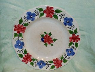VERY RARE DAVENPORT CHINA EARTHENWARE PLATES HAND PAINTED FLORAL CA 