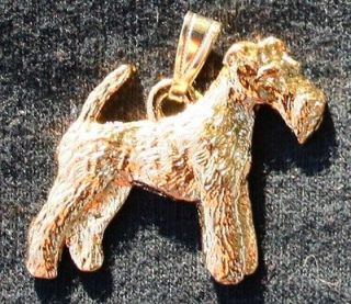 WIRE HAIRED FOX TERRIER Dog 24K Gold Plated Pewter Pendant Jewelry