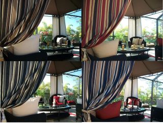 Patio Pizazz Stripe Outdoor Gazebo Grommet Top Drapes Curtains