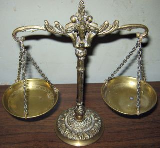 Vintage Set Of Small Brass Balance Scales
