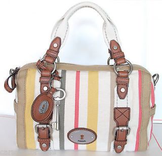 New Fossil Maddox Satchel Stripe Womens Handbag ZB5009 MSRP $138