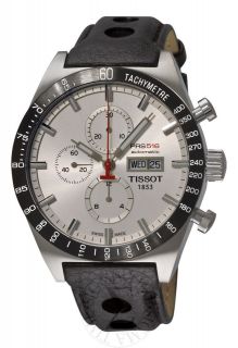 Tissot PRS 516 Mens Automatic Chronograph Leather Strap Watch 