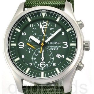 New Seiko Military Chronograph WR100M Green Watch SNDA27 SNDA27P1