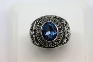 Vintage United States Navy Sterling Silver with Blue Topaz by Jostens