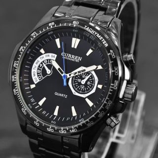   Sport Water Resist Hours Analog Steel Deluxe Black Wrist Watch Quartz
