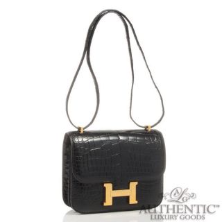 Hermes Constance Crocodile Porosus Black Rare Vintage Shoulder Bag 18 