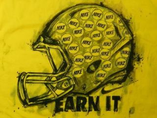 NIKE EARN IT NEW Mens Yellow Football Helmet Dri Fit T Shirt Steelers