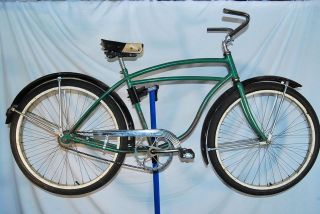 Vintage 1951 Arnold Schwinn balloon tire bicycle bike rat rod green 