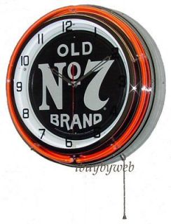   Old No 7 Jack Daniels Double Neon Wall Clock Bar Game Room Sign NEW
