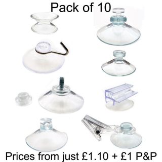10 x Suction Cups   Any Type   Clear Plastic/Rubber Window Suckers 