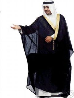 BLACK BISHT CLOAK ARAB DRESS THOBE ISLAM MENS ROBE EID