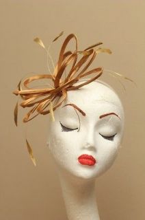   Feather Wedding Fascinator Hat Choose any colour Satin & Feather (CO