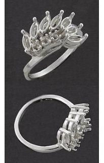   10) Stone Cluster Sterling Silver Cast Ring Setting (Ring Sizes 5  11