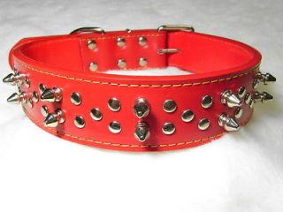 28 inch 71 cm Cute Red Leather Dog Collar Unique Spike XL Large Boxer 