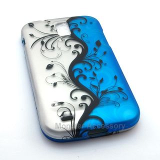 Blue Flowers Hard Case Snap On Cover For Samsung Galaxy S2 X (Telus 