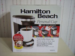   NEW HAMILTON BEACH PERSONAL CUP POD BREWER WITH 18 SENSEO COFFEE PODS