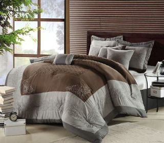 Florence Brown, Gray & Silver 8 Piece Queen Comforter Bed In A Bag Set 