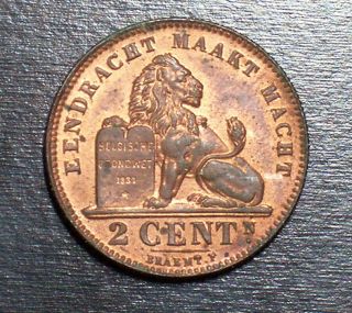 BELGIUM 2 CENTS 1911 UNC COIN