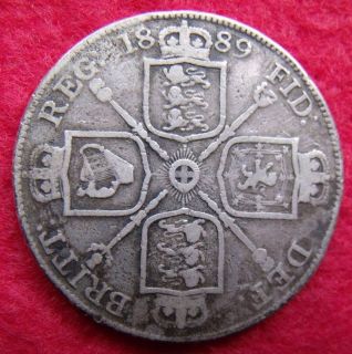 British coins 1889 VICTORIAN silver Double Florin Coin more Pics in 