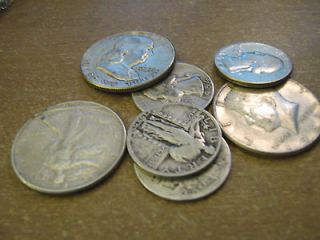 20 FACE VALUE OF 90% US SILVER COINS ( 1 Half Dollar, 7 Dimes )
