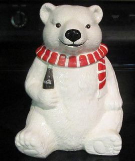 Coca Cola Coke Cookie Jar Jug Ceramic 1994 Polar Bear Christmas 