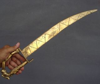   Brass Huge 18.5L Decorative Sword Knife Lion Handle Collectible