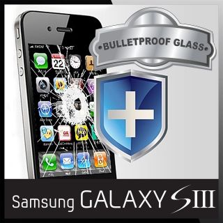   Galaxy S3 BULLETPROOF Tempered GLASS Screen Protector Color SKIN Cover