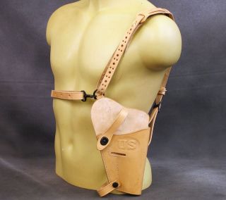 WWII .45 Cal M7 Natural Tan Shoulder Holster  Leather & true lift 
