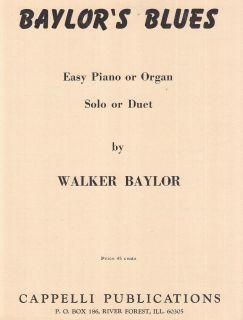 BAYLORS BLUES Sheet Music EASY PIANO ORGAN 1965 / Walker Baylor