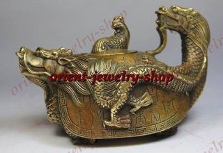 Chinese Ancient Bronze statue dragon tortoise display teapot Pot