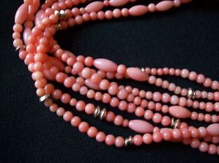 Sterling Multi Strand Coral Necklace/