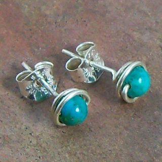 Turquoise Small Stud Earrings in 14k GF or Sterling Silver   December 