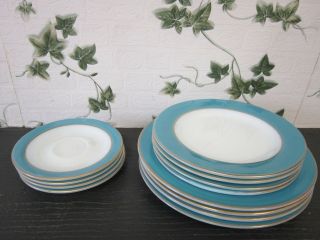 Mid century modern pyrex blue turquoise aqua dinnerware plates lot vtg