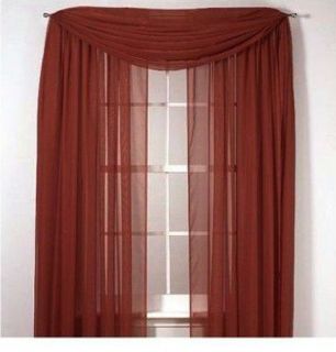 Brick 1 Pcs. crushed Sheer Voile Window Panel scarf valance curtain.