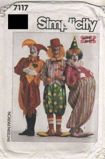 7117 Sewing Pattern Vintage Costume Adult Circus Clowns Jester Clown 