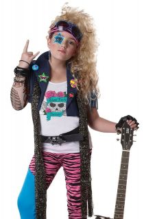 Kids Girls 80s Glam Rock Pop Star Singer Halloween Costume