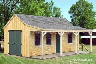 12 x 20 Building Cottage Shed With Porch Plans #81220