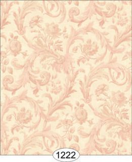 Dollhouse Wallpaper  Cottage Acanthus Damask Pink 