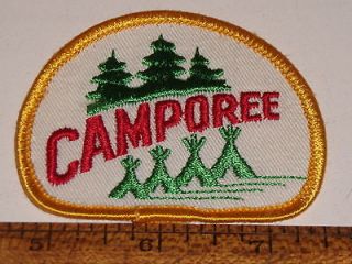 Vintage Boy Scout Patch BSA   Camporee Trees Tents Yellow Boarder