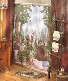   Woods Wildlife Country Bear Cabin Shower Curtain Bath Rugs Towels Dish