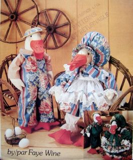 6715 Stuffed Goose Geese Family with Clothing Pattern UNCUT   1993