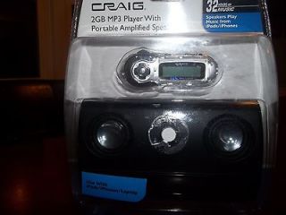 CRAIG 2GB  PLAYER WITH PORTABLE AMPLIFIED SPEAKERS MUSIC FROM IPODS 