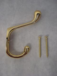 10 Liberty Hardware 3 Heavy Duty Coat & Hat Hook Hanger Brass Plated 