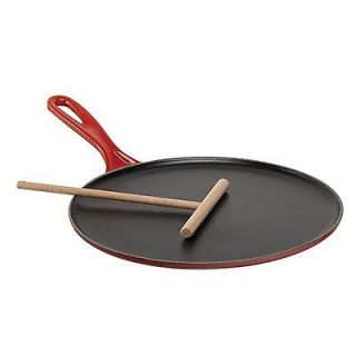 Le Creuset 10 2/3 Crepe Pan with Wooden Spreader L2036 27, Cherry Red